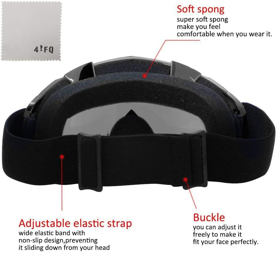 Motorcycle Goggles Dirt Bike Goggles Windproof ATV Dustproof Racing Gogglesscratch Resistant Ski Goggles Protective Safety Glasses PU Resin (Black Frame+Color Lens)