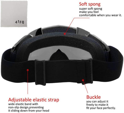 Motorcycle Goggles Dirt Bike Goggles Windproof ATV Dustproof Racing Gogglesscratch Resistant Ski Goggles Protective Safety Glasses PU Resin (Black Frame+Color Lens)