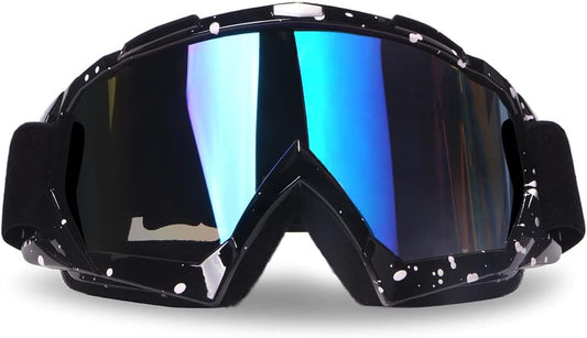 Motorcycle Goggles Dirt Bike Goggles Windproof ATV Dustproof Racing Gogglesscratch Resistant Ski Goggles Protective Safety Glasses PU Resin (Black Frame+Color Lens)